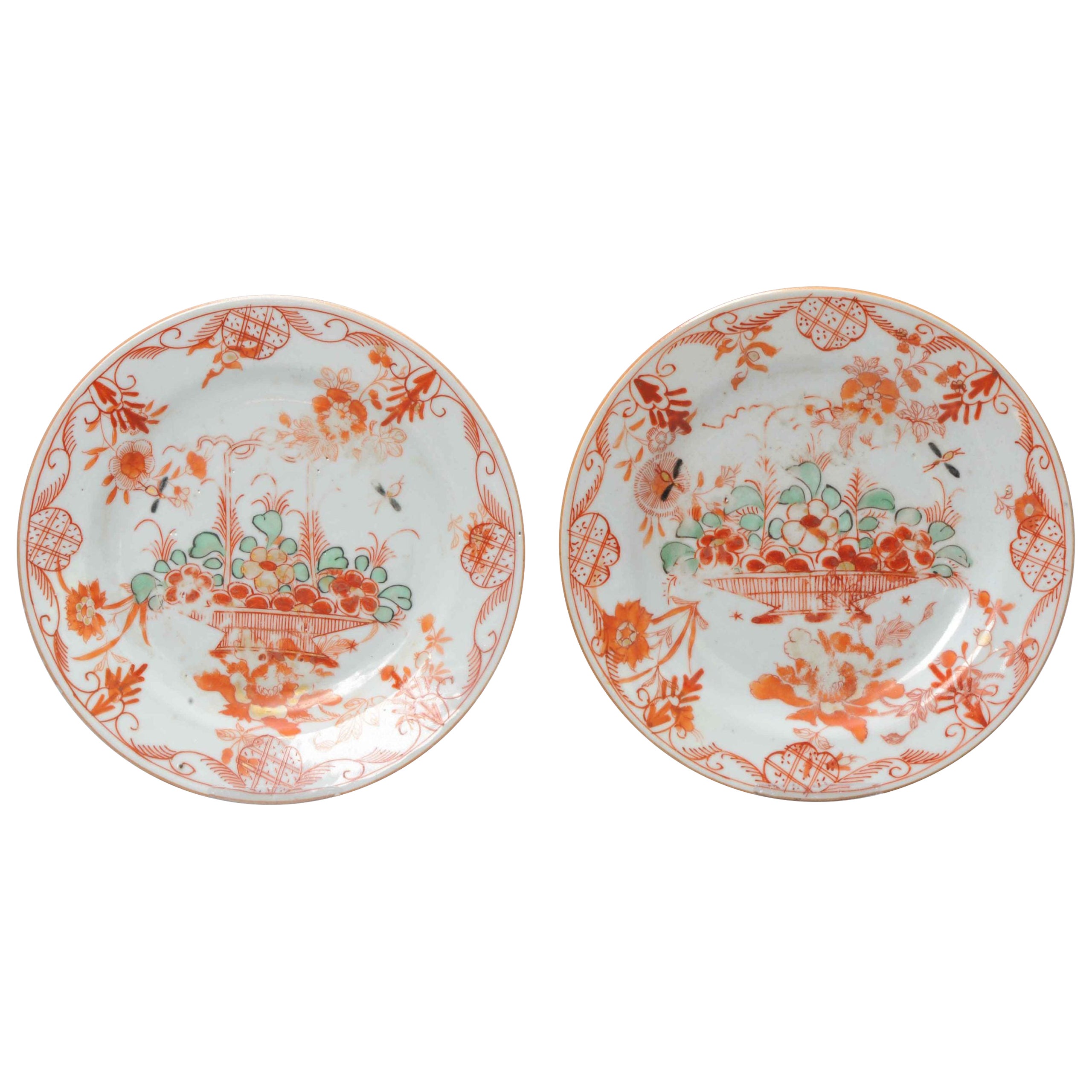 Paire de plats à plat du désert en porcelaine chinoise ancienne Amsterdam Bont, 18ème siècle