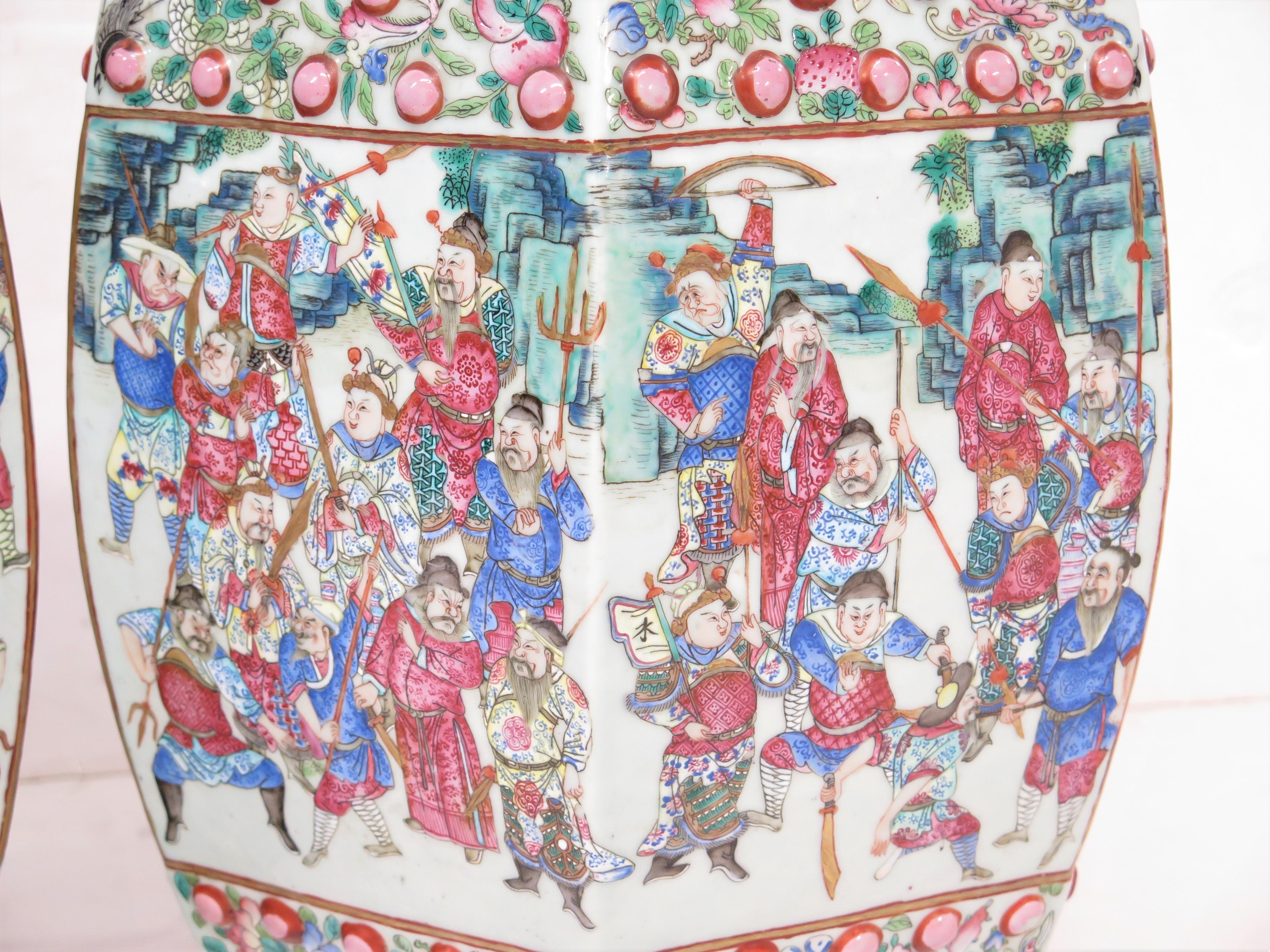 Pair of Antique Chinese Porcelain Faceted Barrel Shaped Garden Seats Family Rose For Sale 10