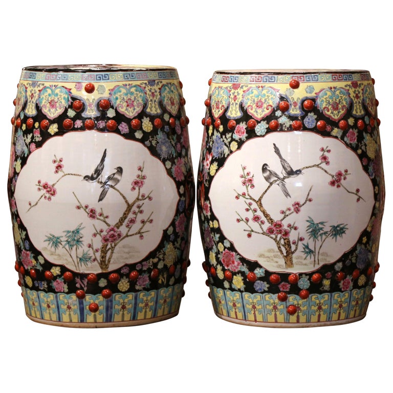 Antique Chinese Porcelain Garden Stools, Asian Porcelain Garden Stool