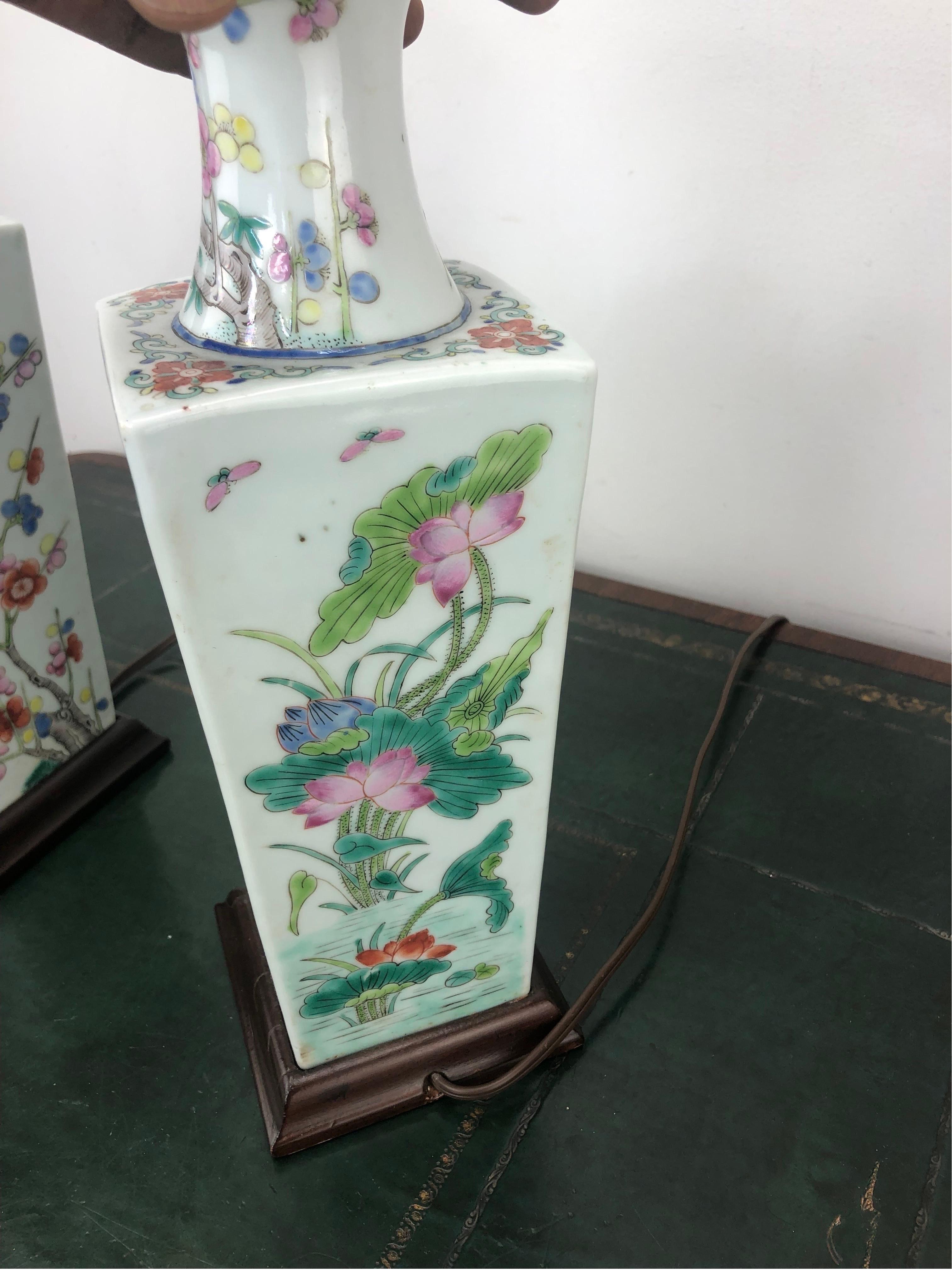 Pair of Antique Chinese Porcelain Lamps For Sale 7