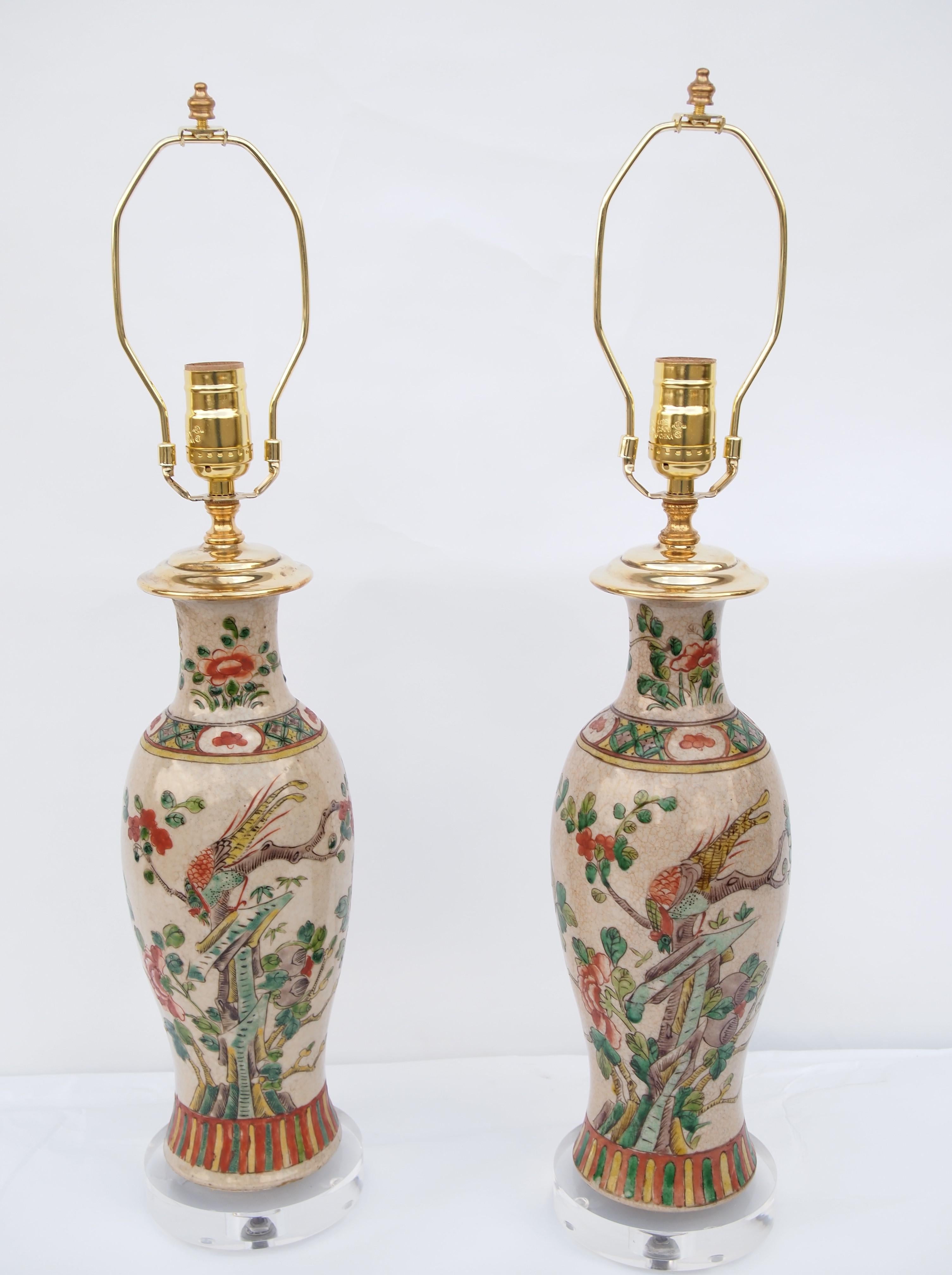 Early 20th Century Pair of Antique Chinese Porcelain Lamps For Sale