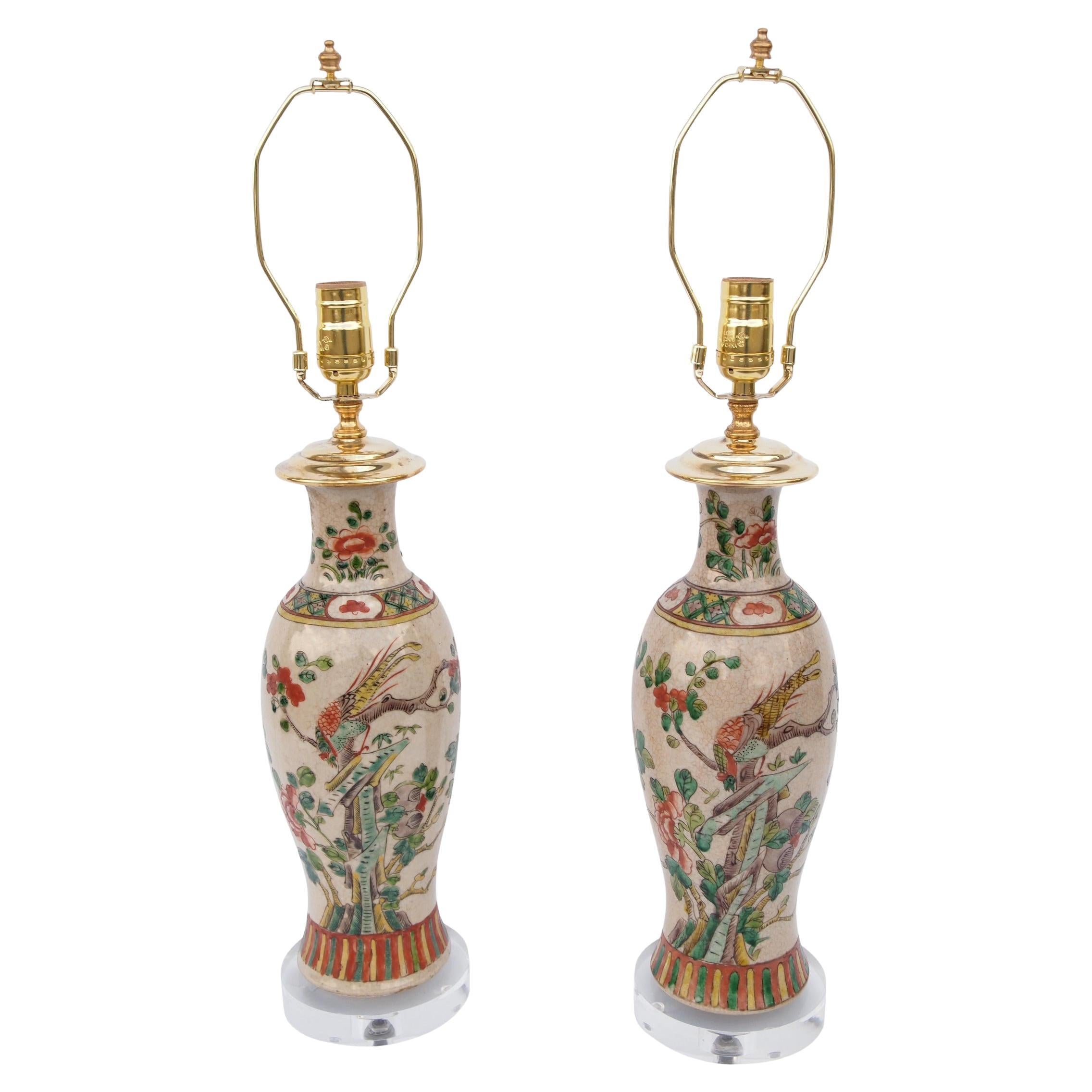 Pair of Antique Chinese Porcelain Lamps For Sale