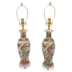 Paire de lampes anciennes en porcelaine de Chine