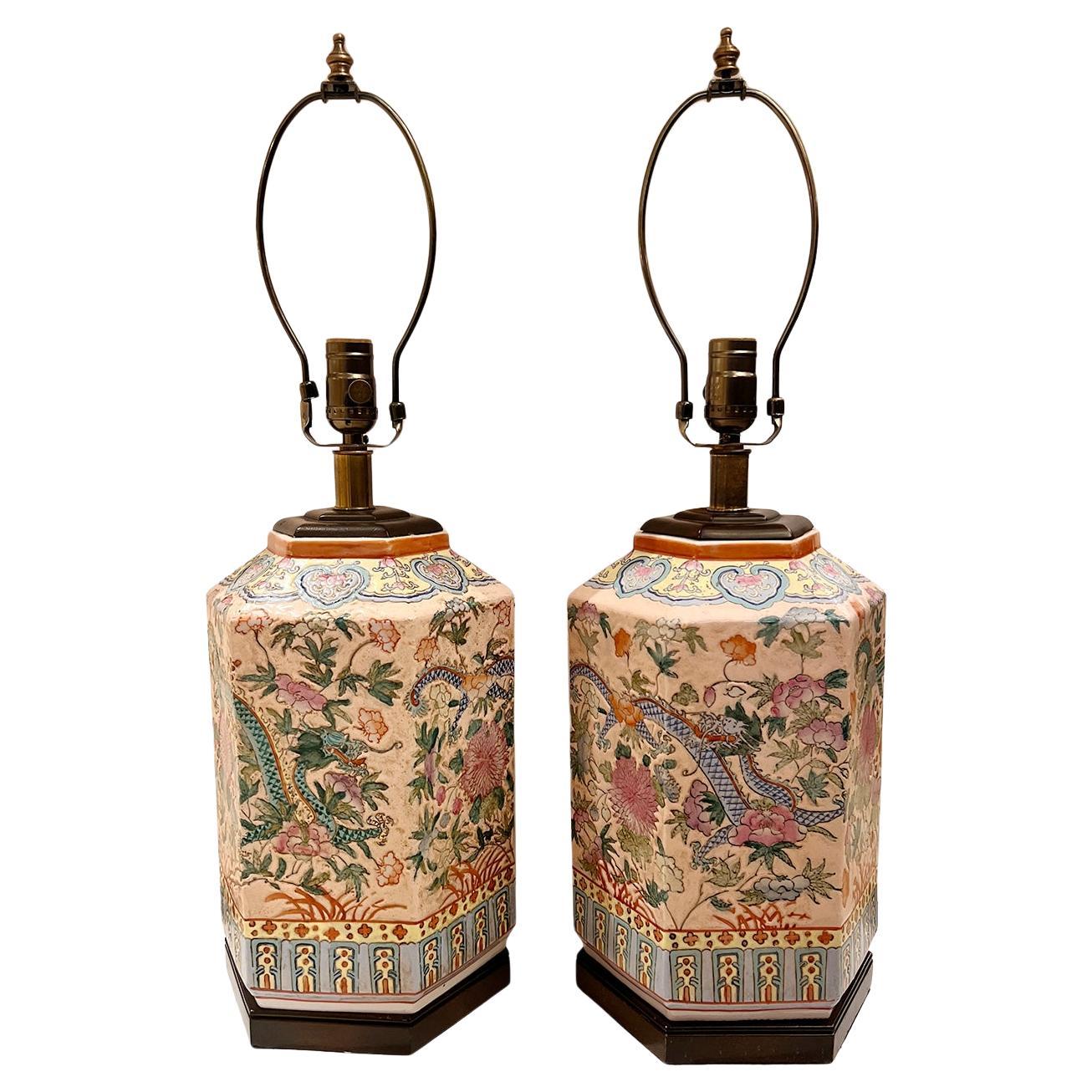 Pair of Antique Chinese Porcelain Lamps