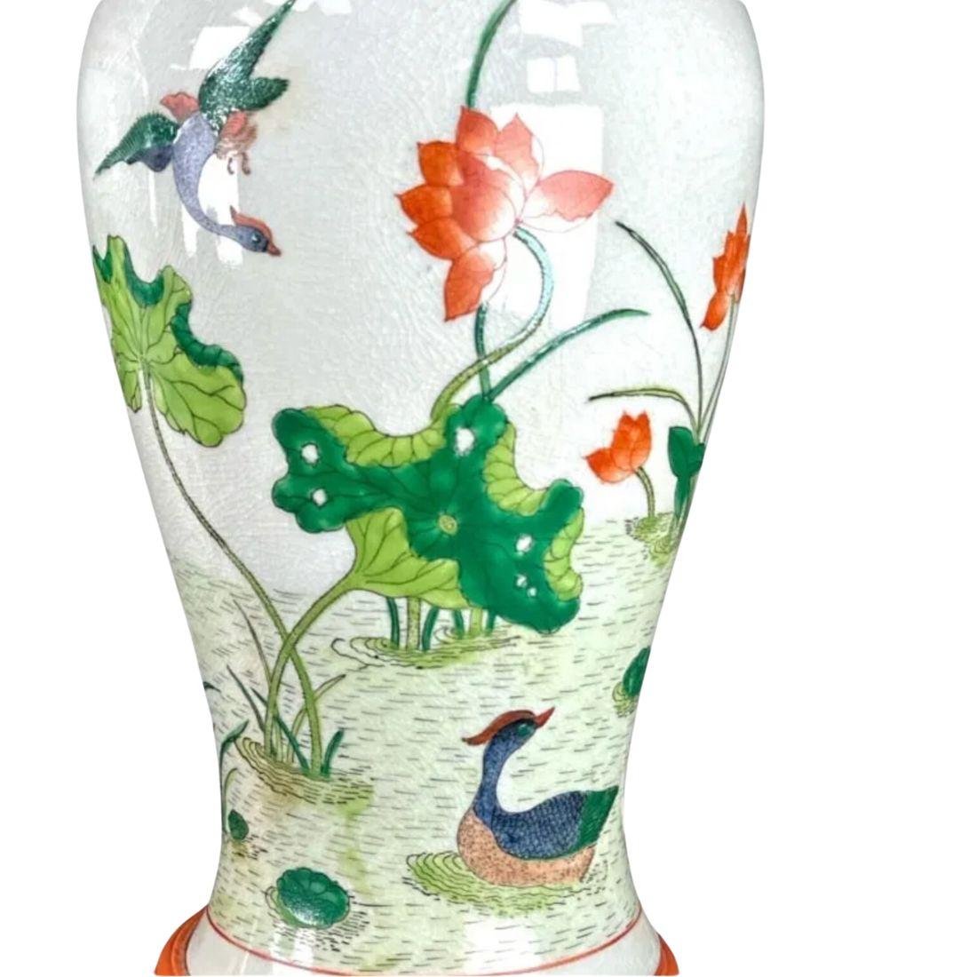 Unknown Pair of Antique Chinese Porcelain Lamps With Botanical Detail For Sale