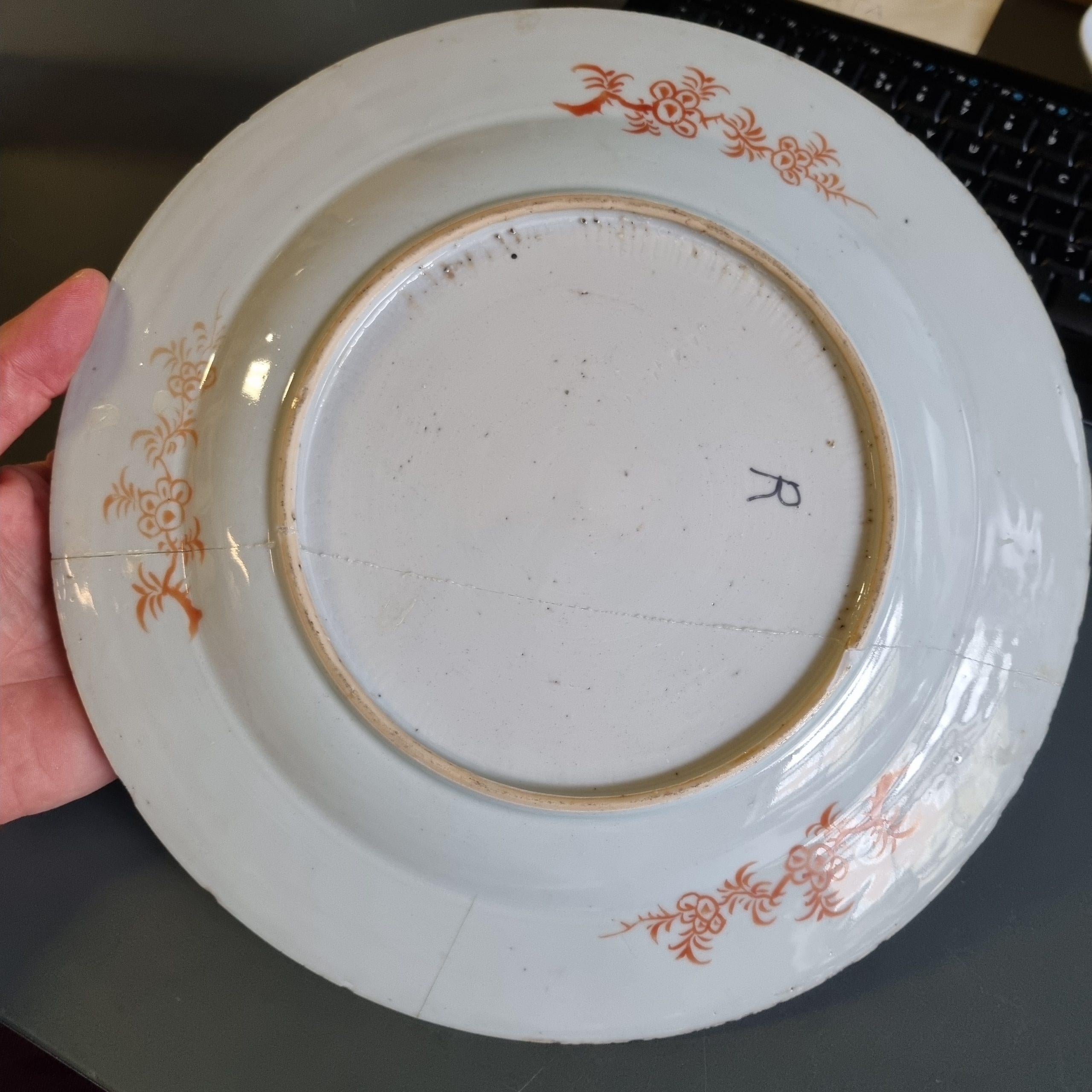 Pair of Antique Chinese Porcelain Plates Dishes Amsterdam Bont, 18th Century For Sale 1