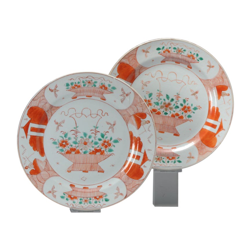 Paire d'assiettes anciennes en porcelaine chinoise Bont Amsterdam, 18ème siècle