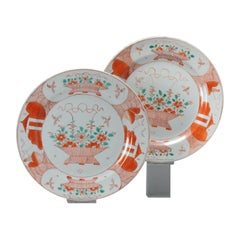 Pair of Antique Chinese Porcelain Plates Dishes Amsterdam Bont, 18th Century