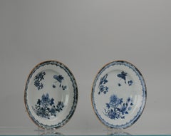 Pair of Antique Chinese Porcelain Plates Yongzheng Period Blue White