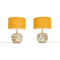 Pair of Antique Chinese Porcelain Table Lamps by United Wilson Porcelain