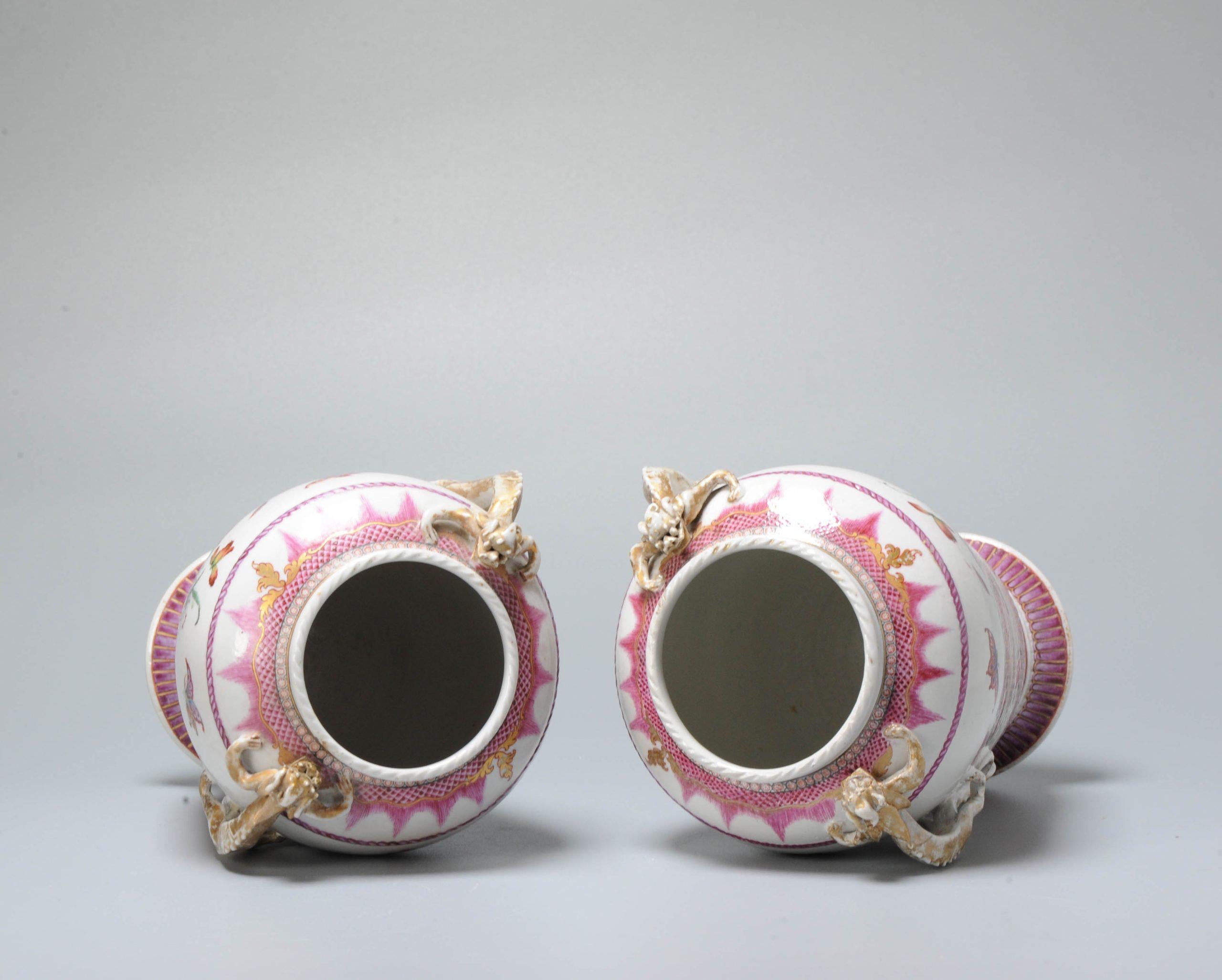 Coppia di antichi vasi cinesi in porcellana Chine de Commande Rose Dragon In condizioni buone in vendita a Amsterdam, Noord Holland