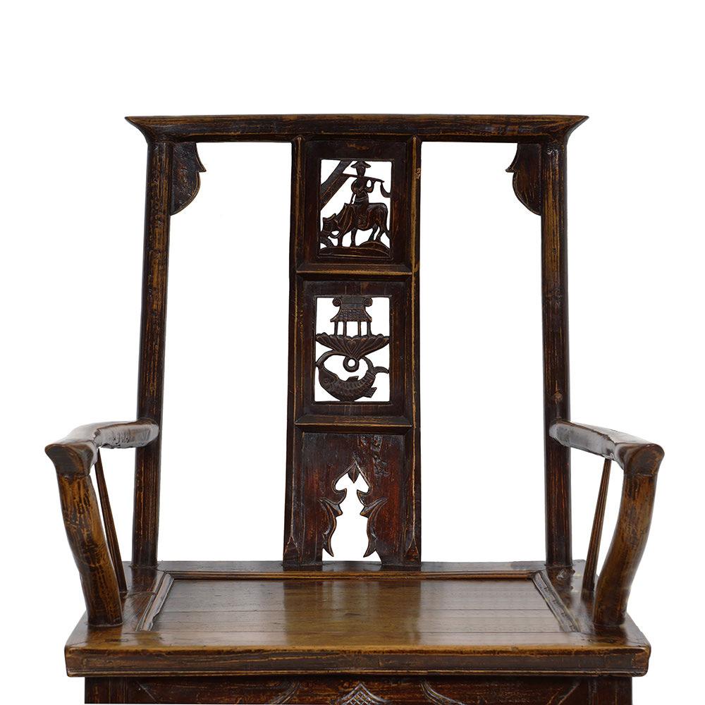 Pareja de Sillones Antiguos con Sombrero de Oficial Estilo Dinastía Qing China Exportación china en venta