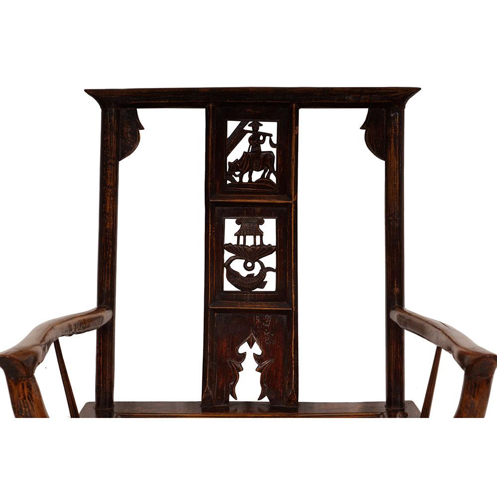 Pareja de Sillones Antiguos con Sombrero de Oficial Estilo Dinastía Qing China Chino en venta