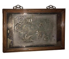 Pair of Antique Chinese Silver Plated Plaques