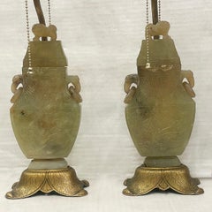Pair of Antique Chinese Stone Lamp