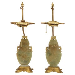 Pair of Antique Chinese Stone Lamp