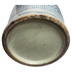 Pair of Antique Chinese Tall Blue White Porcelain Happiness Vases