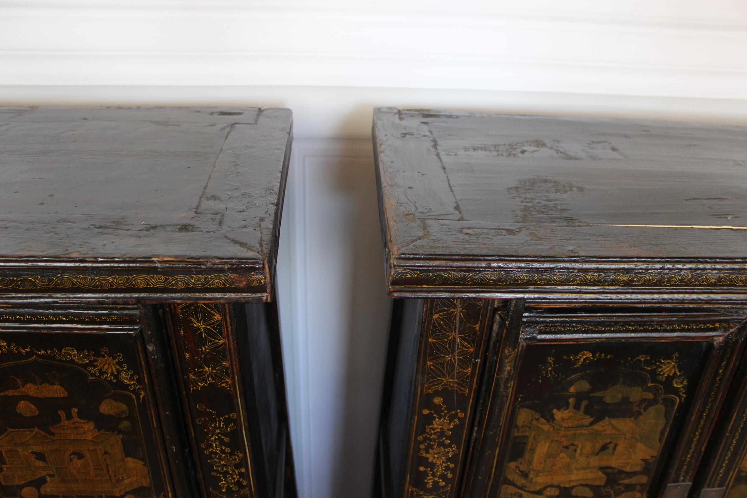 Pair of Antique Chinese Tapered Cabinet For Sale 6