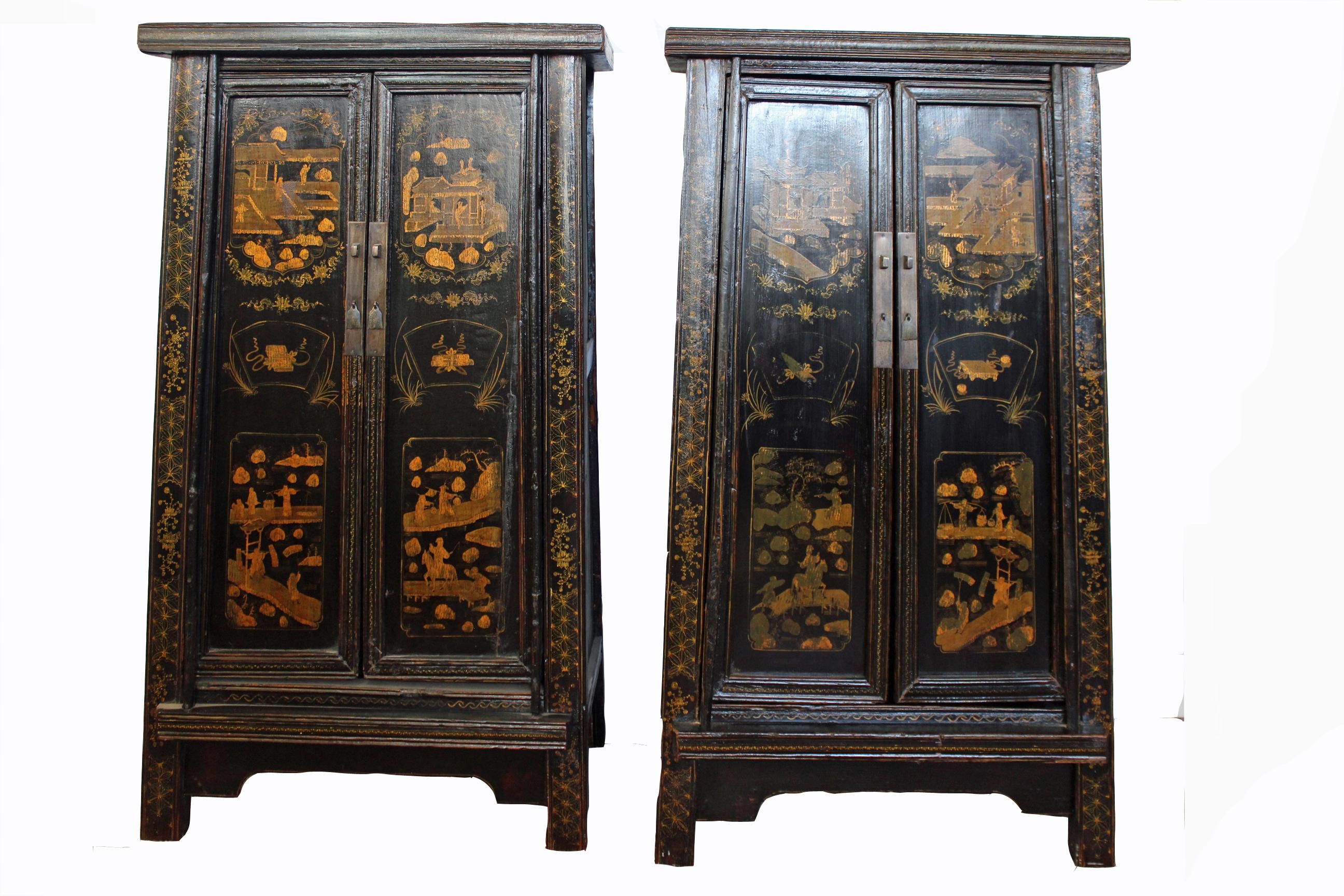 This is one of the classical Chinese cabinetry constructions, a sloping-stile or tapered cabinet. It has a simple and graceful A-frame structure. The base is made wider by the slight splay of the legs, creating the impression of upward movement.