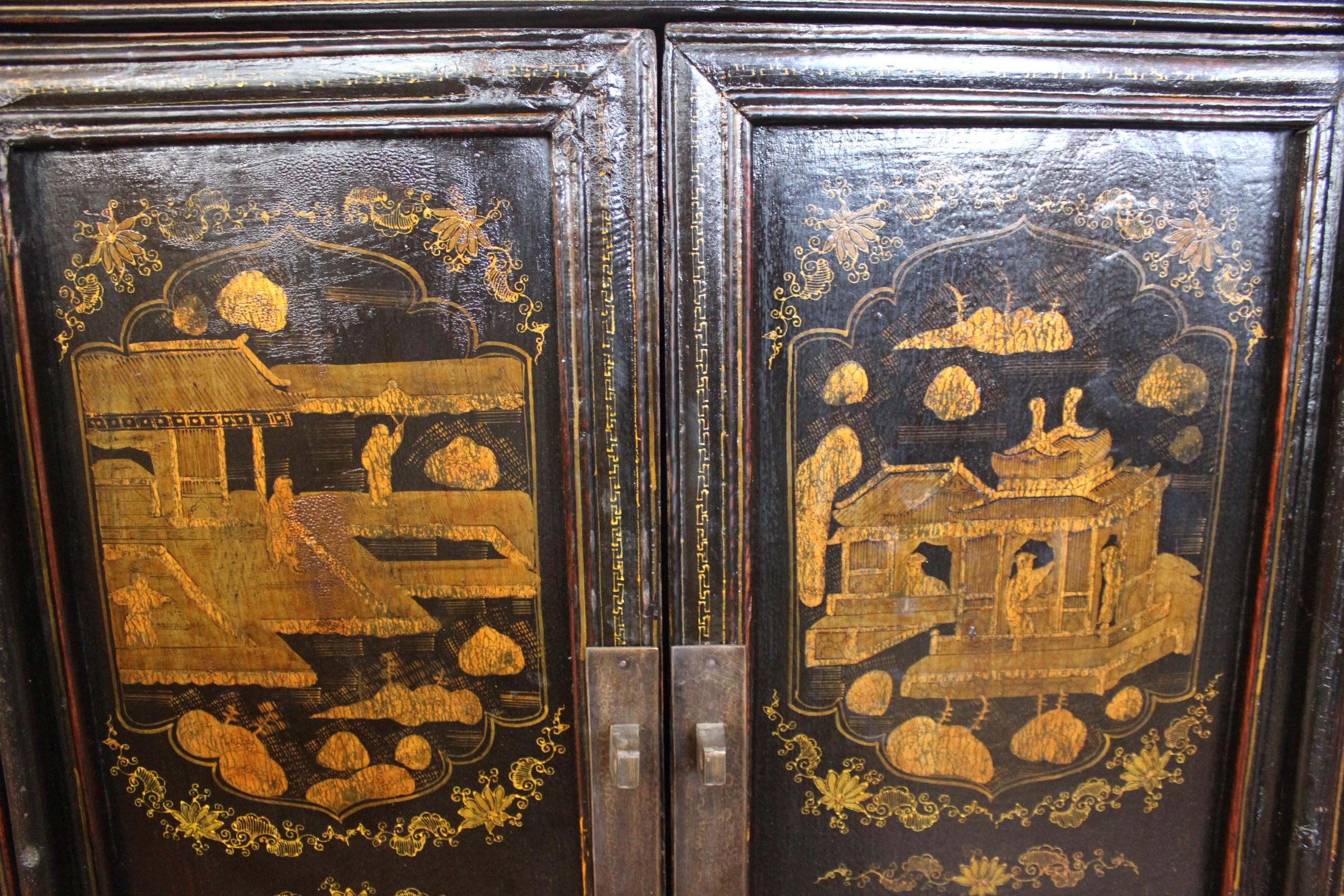 Pair of Antique Chinese Tapered Cabinet For Sale 1