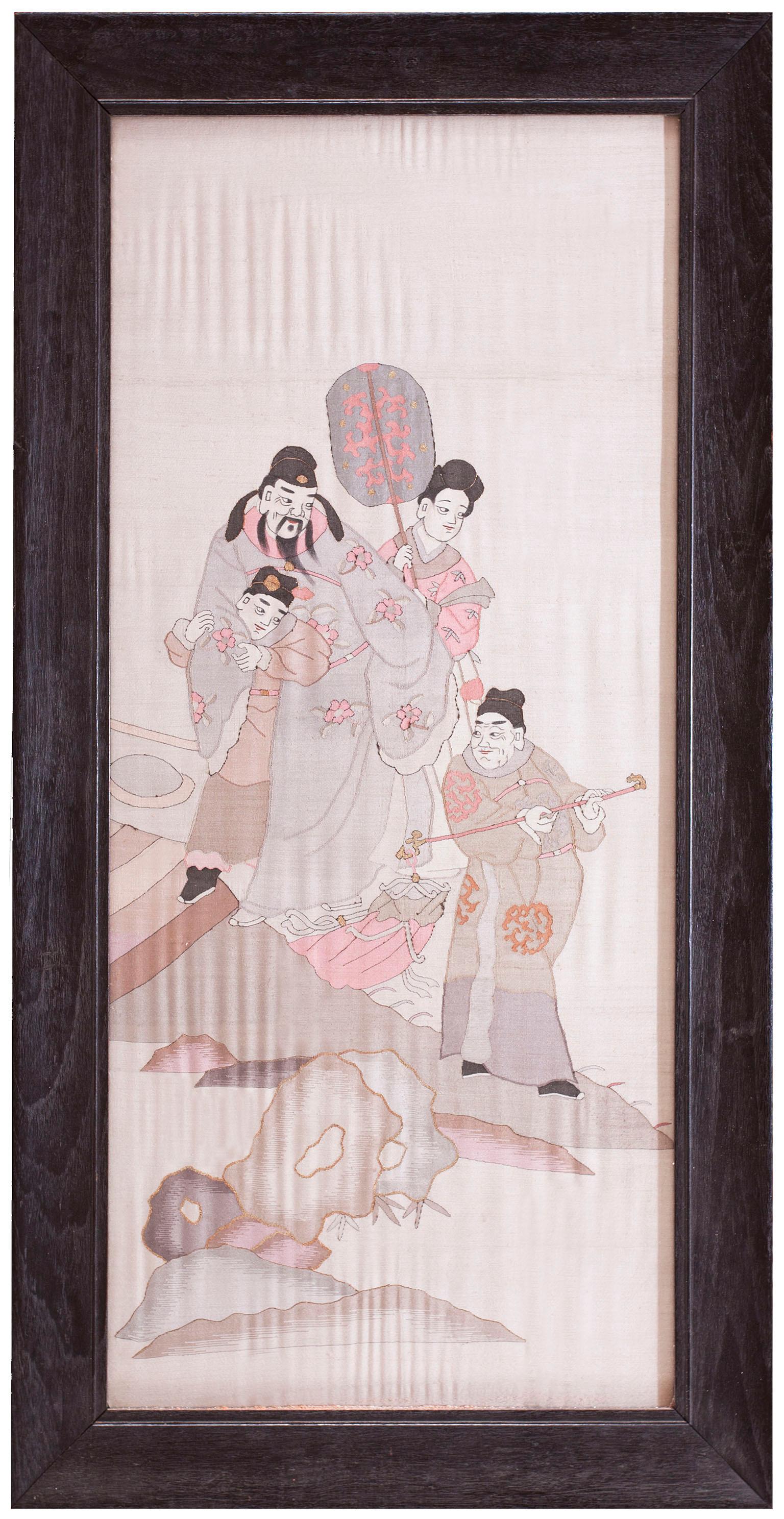 Qing Paire de textiles Kesi chinois du milieu du XIXe siècle (62 x 111 cm) en vente