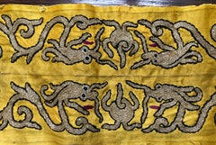 Pair of Antique Chinese Yellow Silk Dragon Embroidered Cuff panels