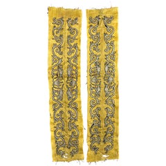 Pair of Antique Chinese Yellow Silk Dragon Embroidered Cuff panels