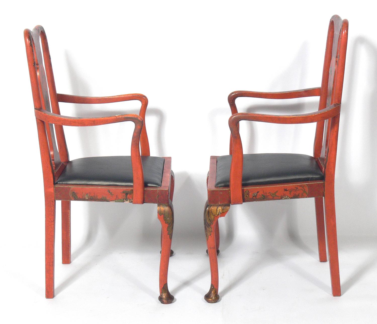 French Pair of Antique Chinoiserie Chairs For Sale