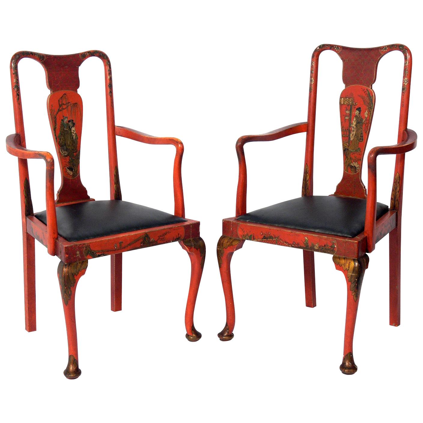 Pair of Antique Chinoiserie Chairs For Sale