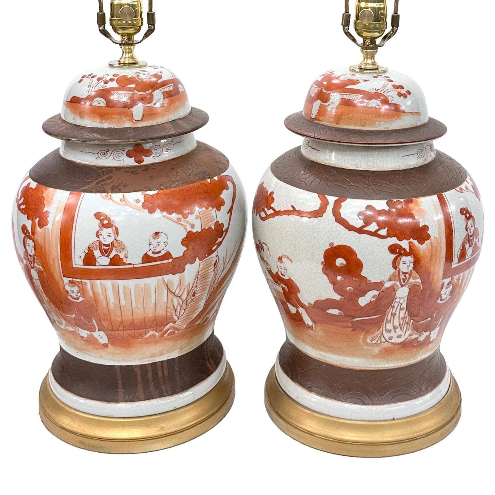Pair of Antique Chinoiserie Lamps In Good Condition For Sale In New York, NY