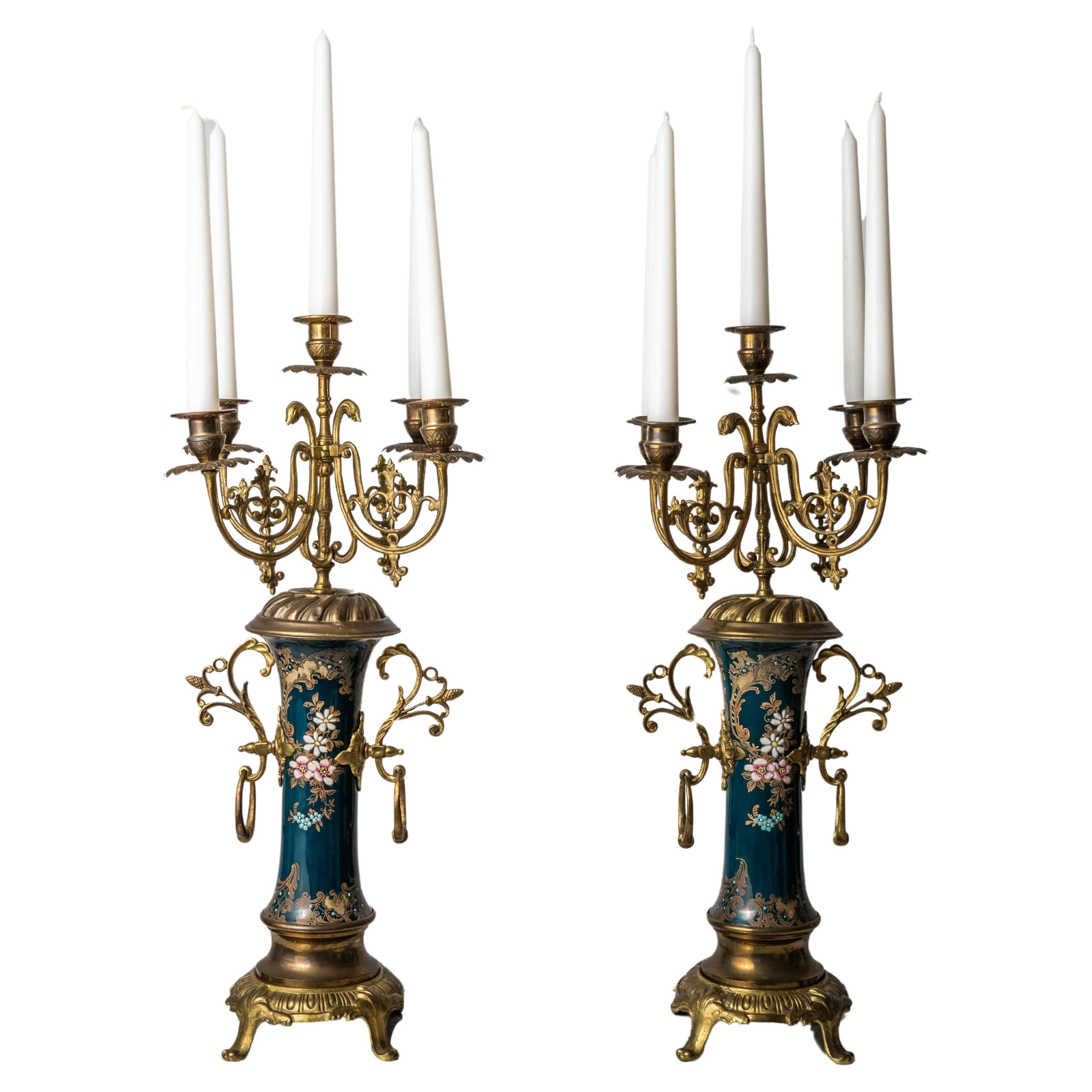 Pair of antique Chinoserie candlesticks