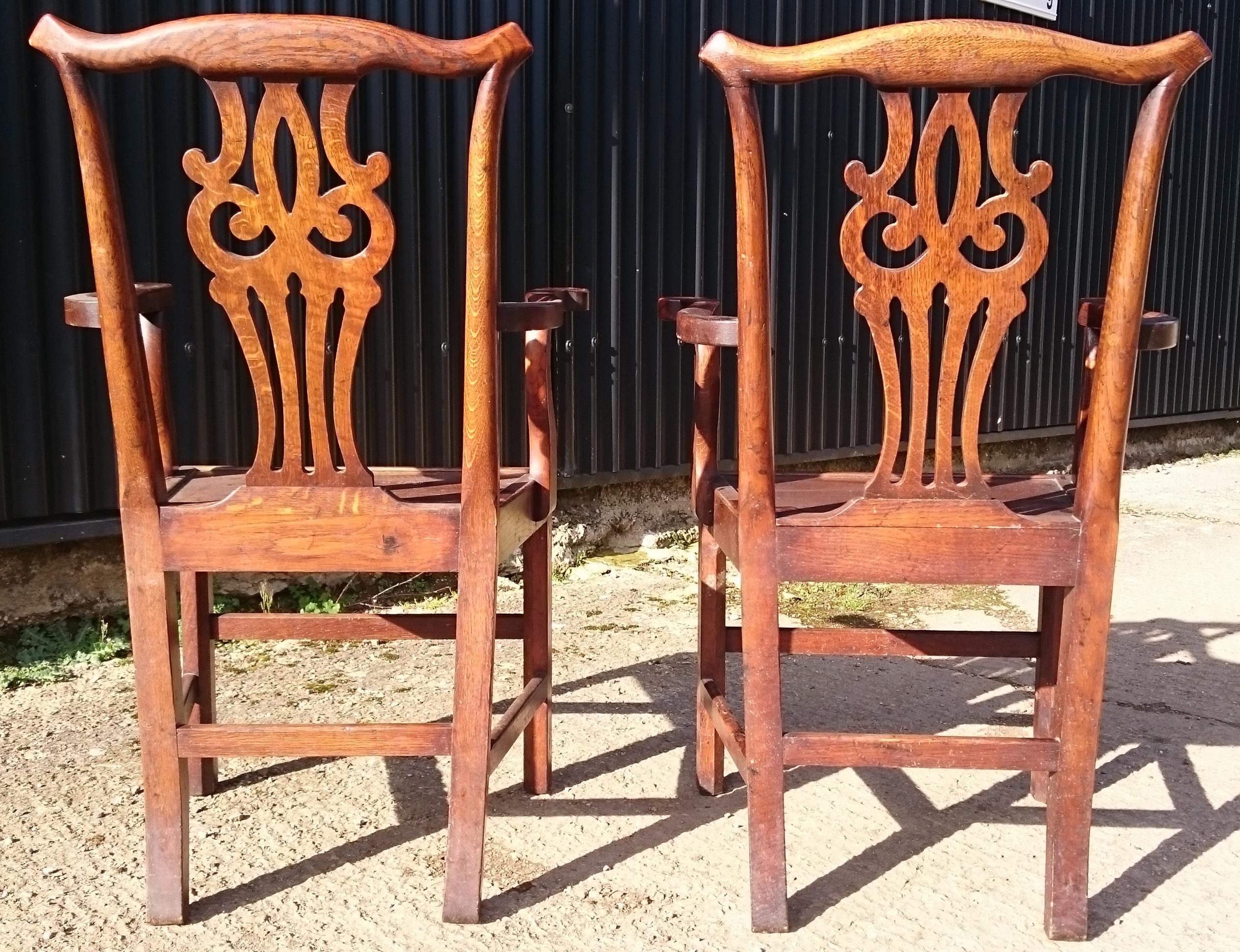 British Pair of Antique Chippendale Carver Chairs, Side Chairs or Desk Chairs