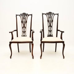 Pair of Antique Chippendale Style Armchairs