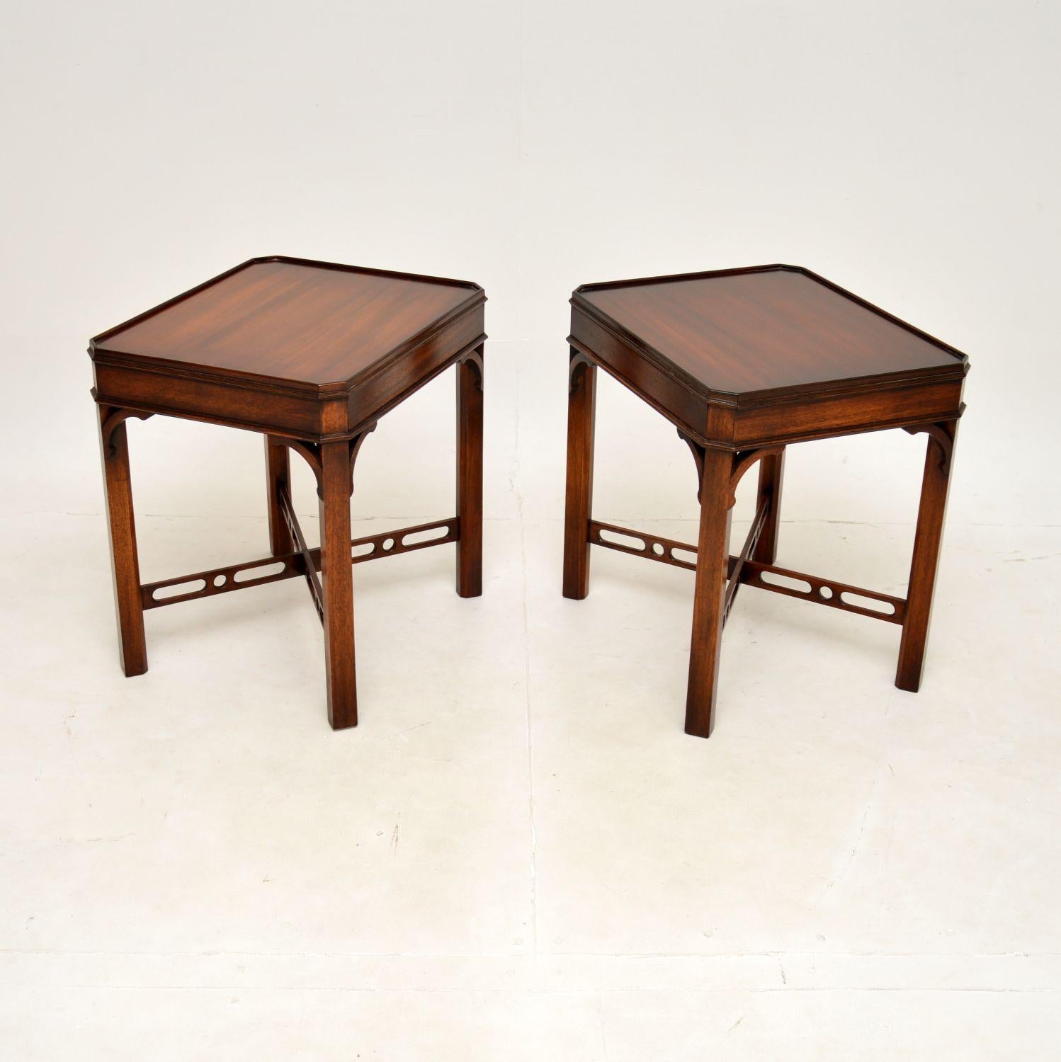 British Pair of Antique Chippendale Style Side Tables