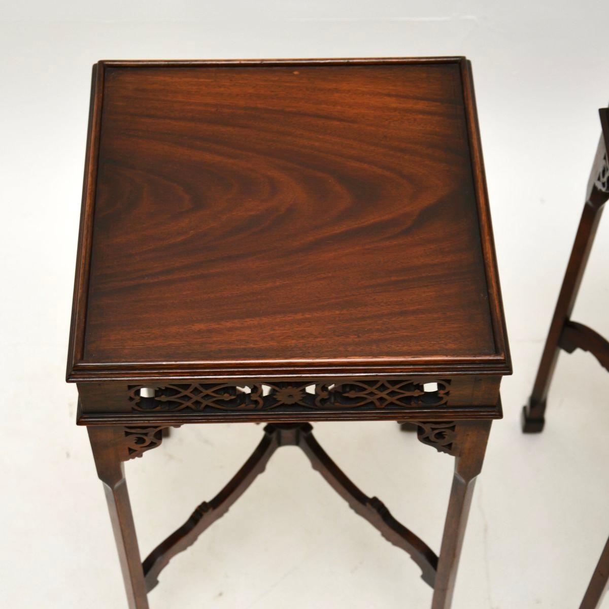 British Pair of Antique Chippendale Style Side Tables