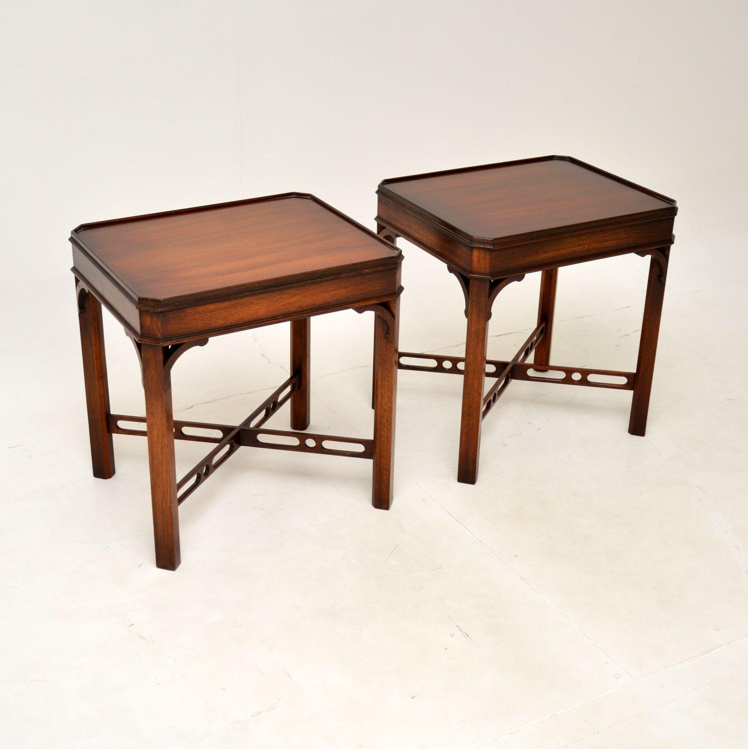 Mid-20th Century Pair of Antique Chippendale Style Side Tables