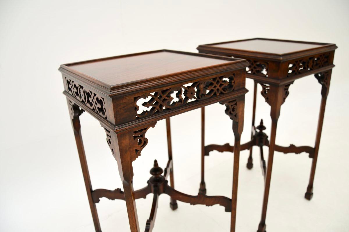 Early 20th Century Pair of Antique Chippendale Style Side Tables