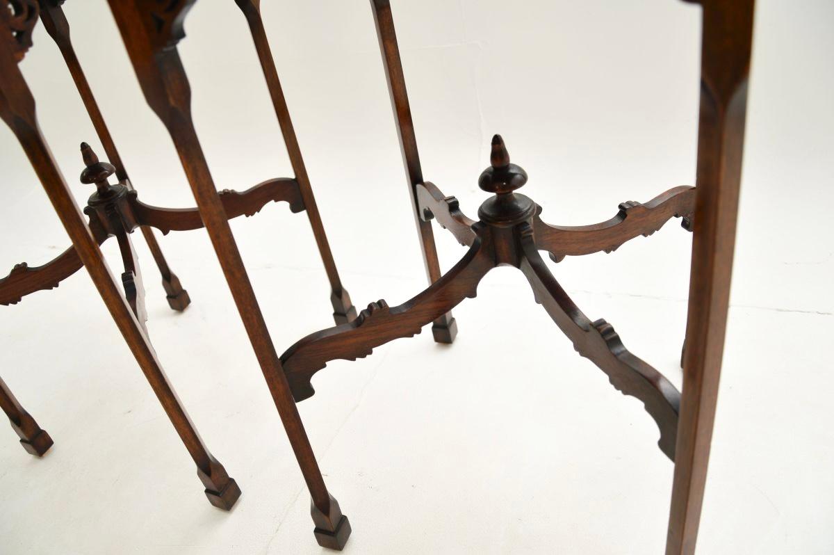 Wood Pair of Antique Chippendale Style Side Tables