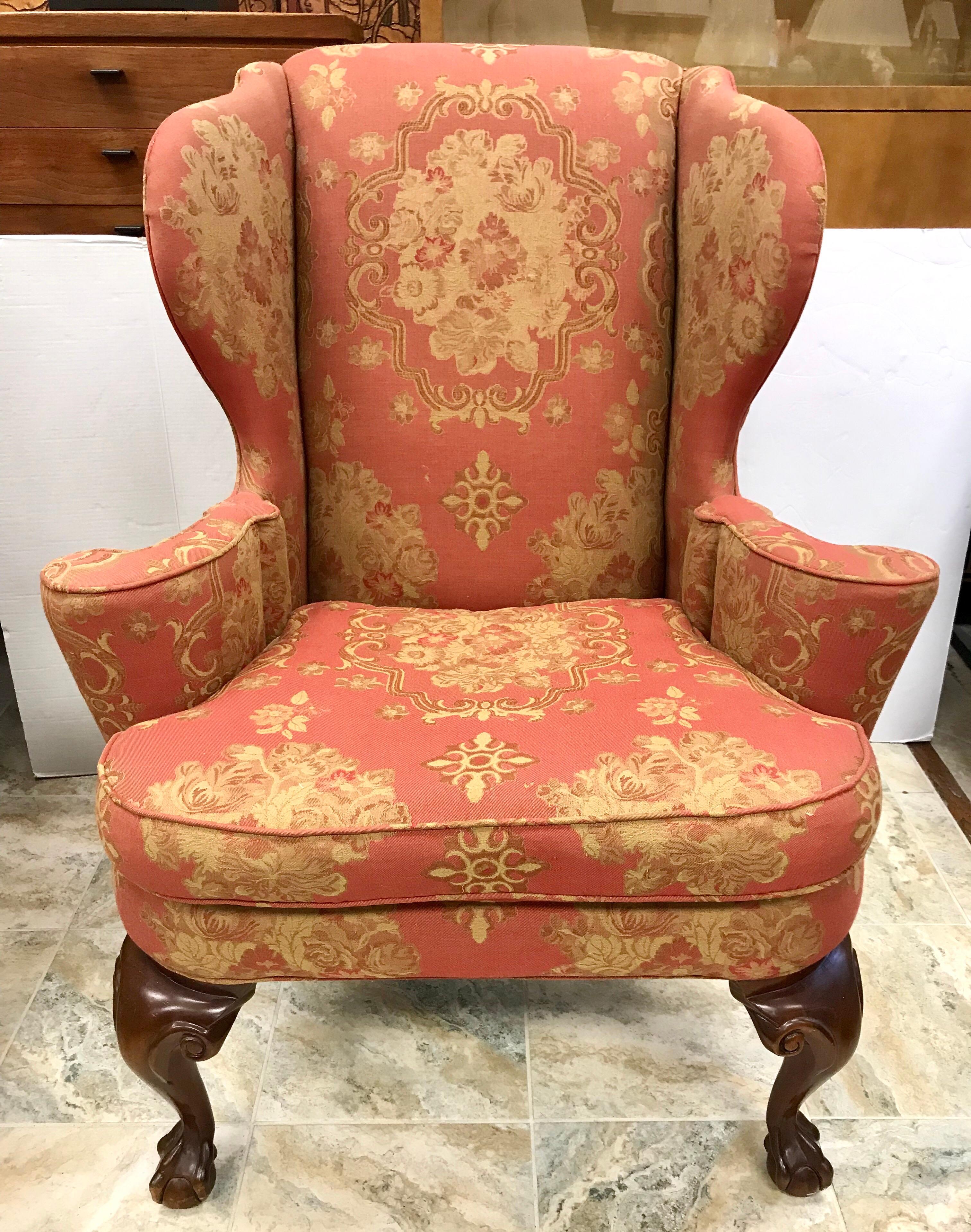 antique wing back chair