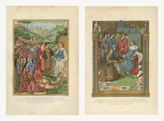 Pair of Antique Chromolithographs of Louis XII and His Court, 1882