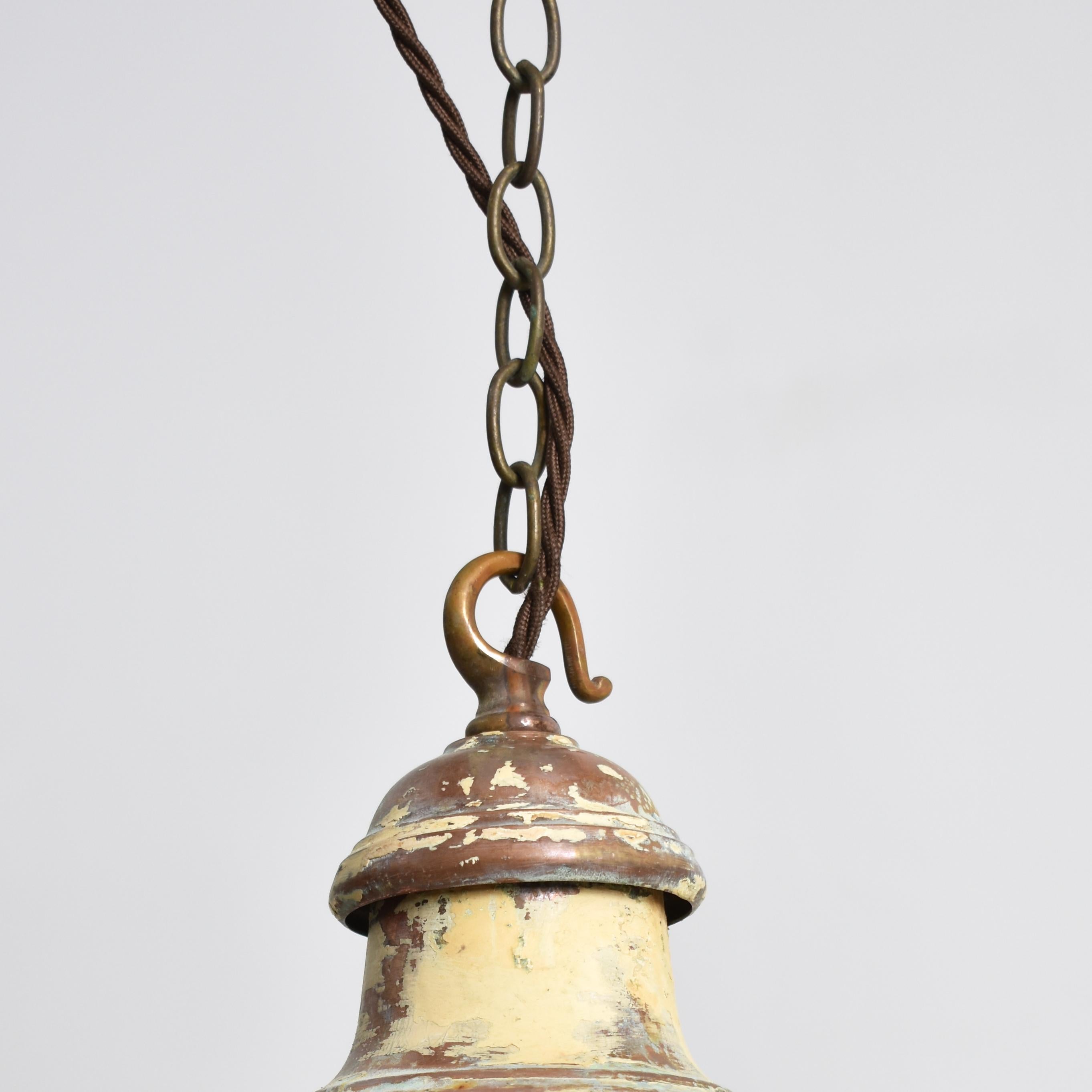 Mid-Century Modern Pair of Antique Church Opaline Pendant Lights For Sale