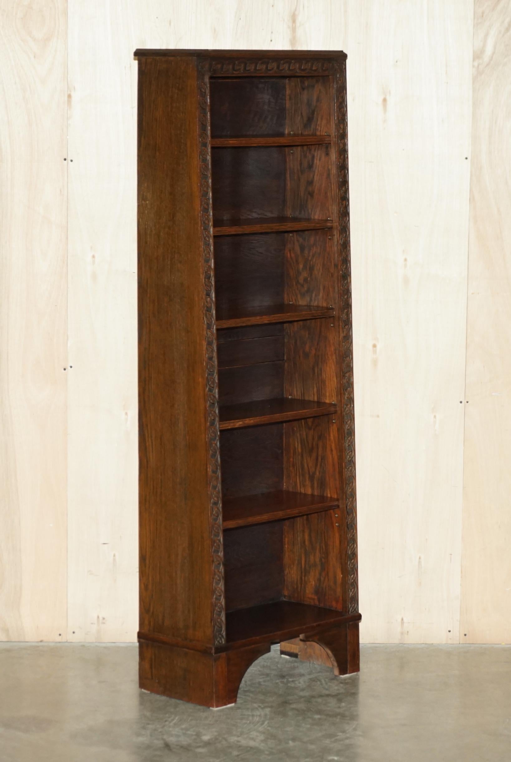 Royal House Antiques

Royal House Antiques is delighted to offer for sale this sublime pair of Antique Victorian circa 1860-1880 Jacobean Revival hand carved oak Waterfall library bookcases

Please note the delivery fee listed is just a guide, it