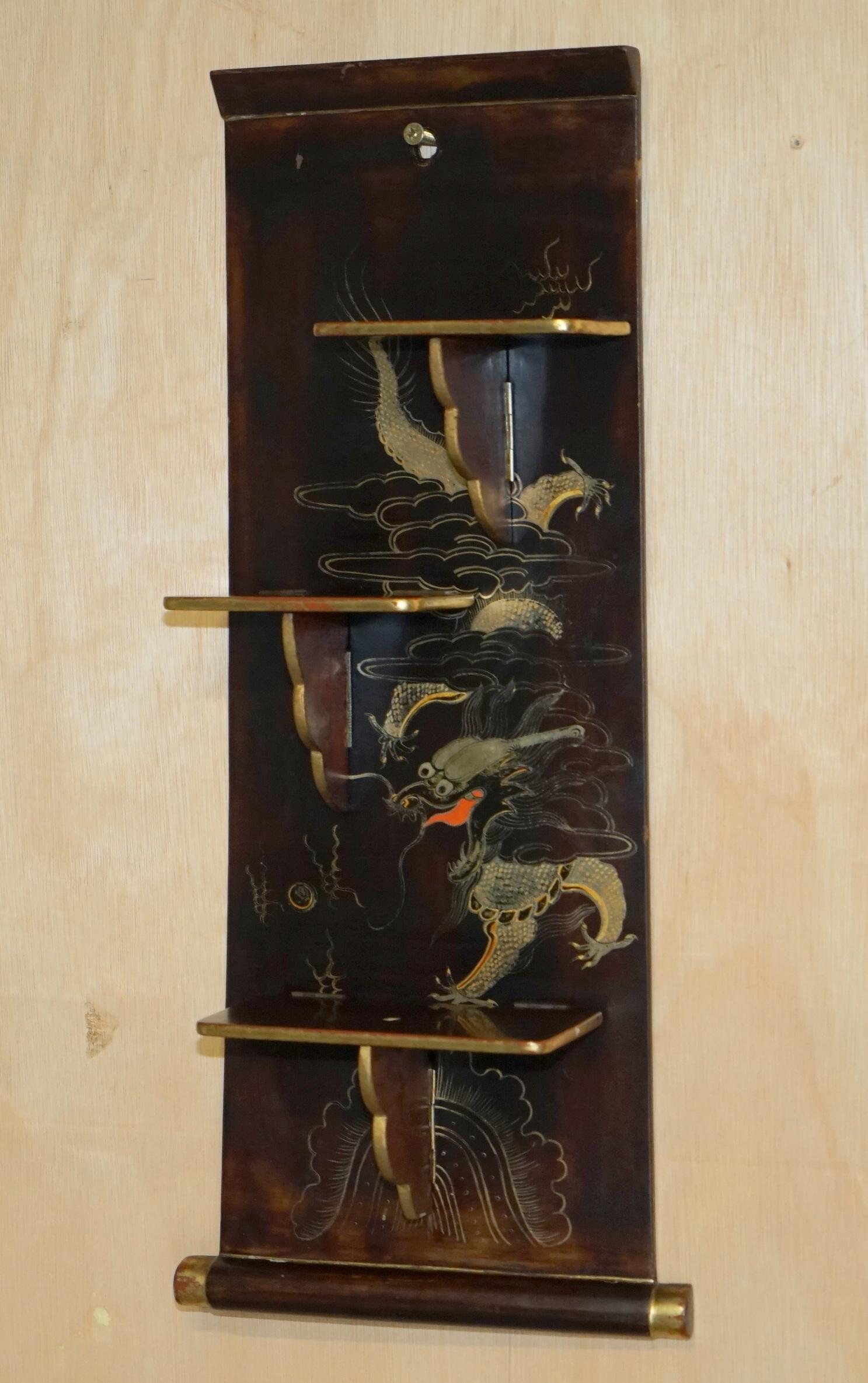 PAIRE D'ÉLÉMENTS ANTIQUES CIRCA 1900 EXPORTATION CHINOISERIE DRAGON ÉLÉMENTS PLIANTS en vente 7