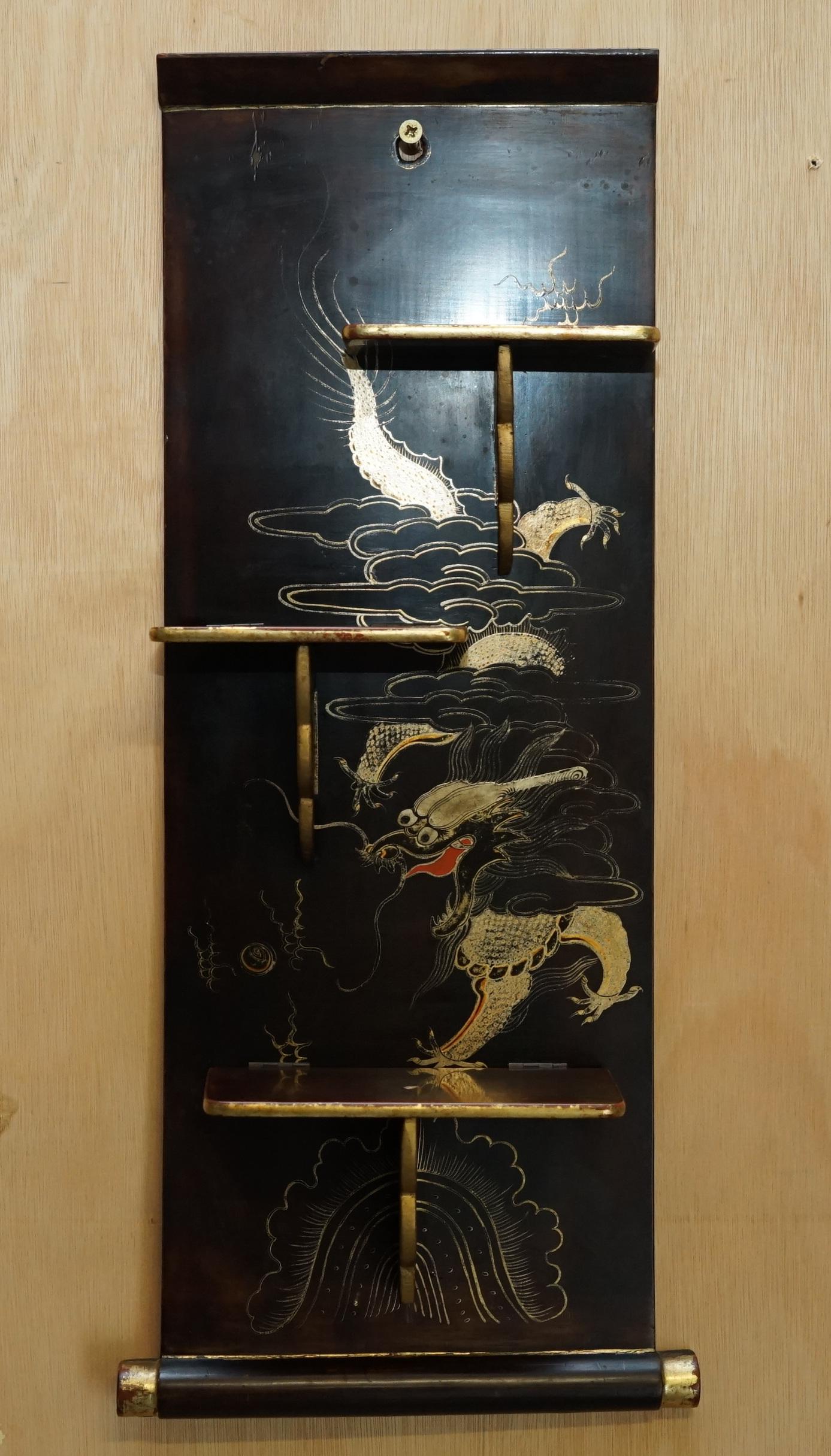 PAIRE D'ÉLÉMENTS ANTIQUES CIRCA 1900 EXPORTATION CHINOISERIE DRAGON ÉLÉMENTS PLIANTS en vente 11