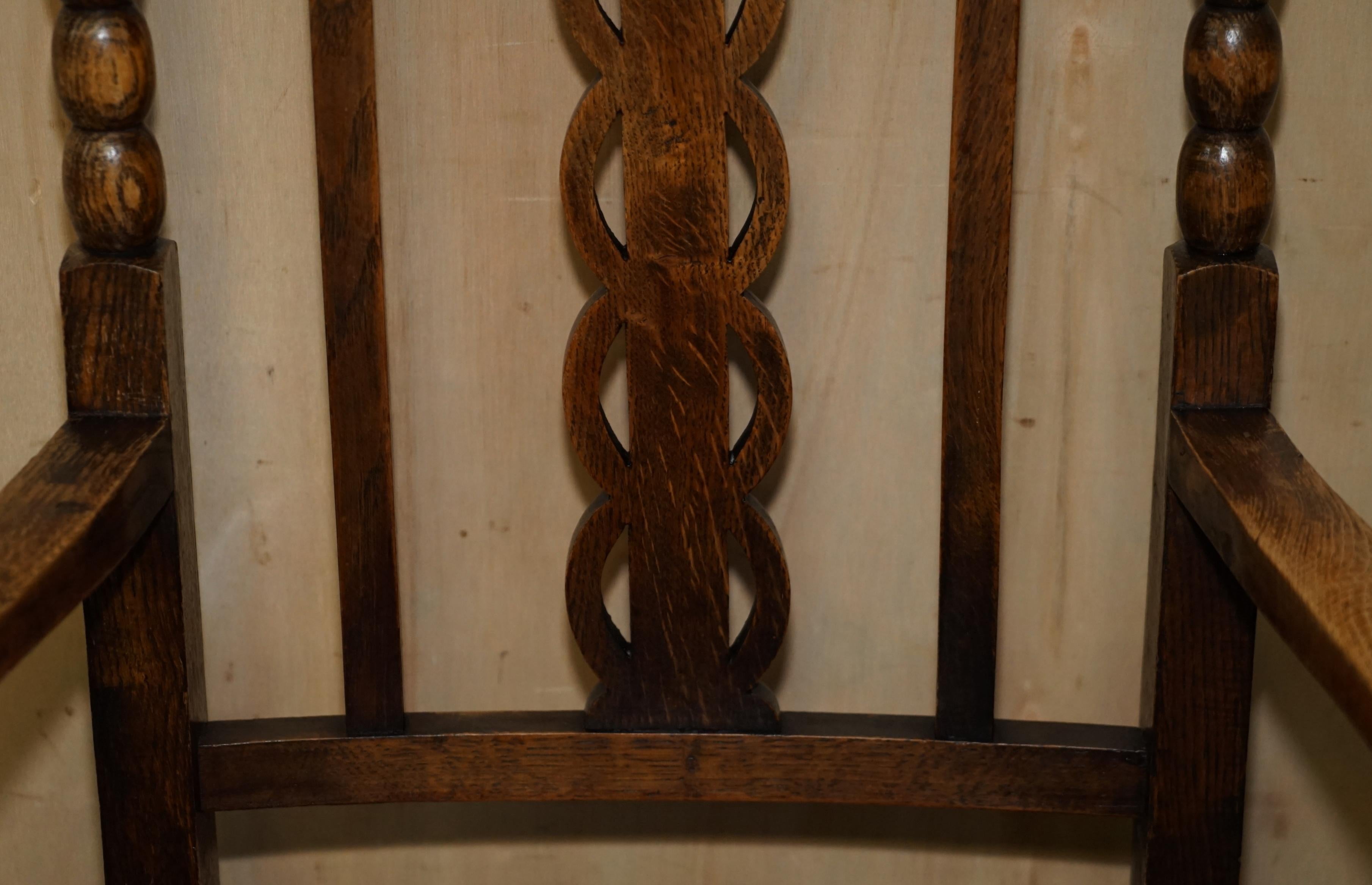 Pair of Antique circa 1900 Edwardian Scottish Oak Bobbin Turned Carver Armchairs For Sale 6