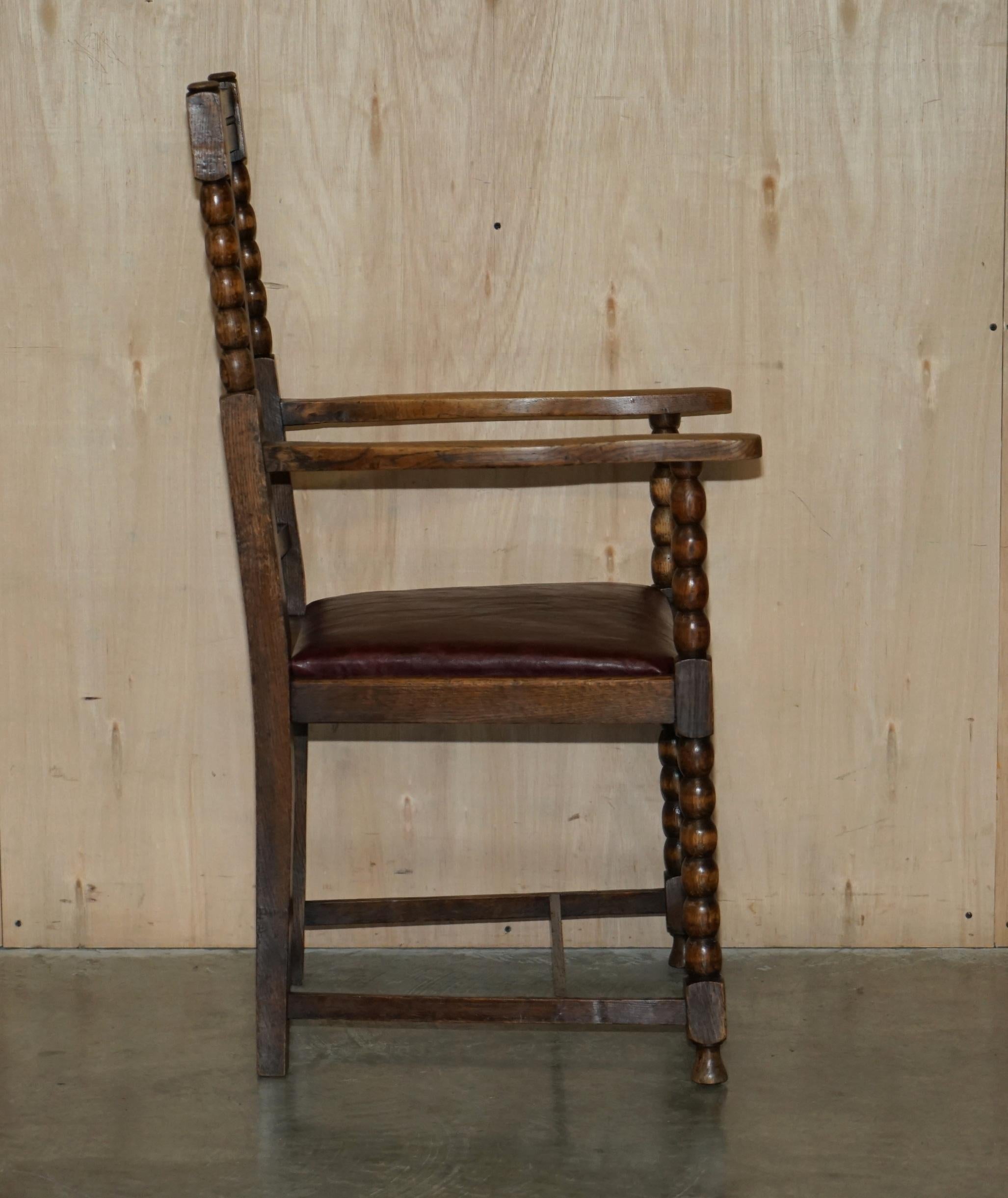 Pair of Antique circa 1900 Edwardian Scottish Oak Bobbin Turned Carver Armchairs For Sale 11