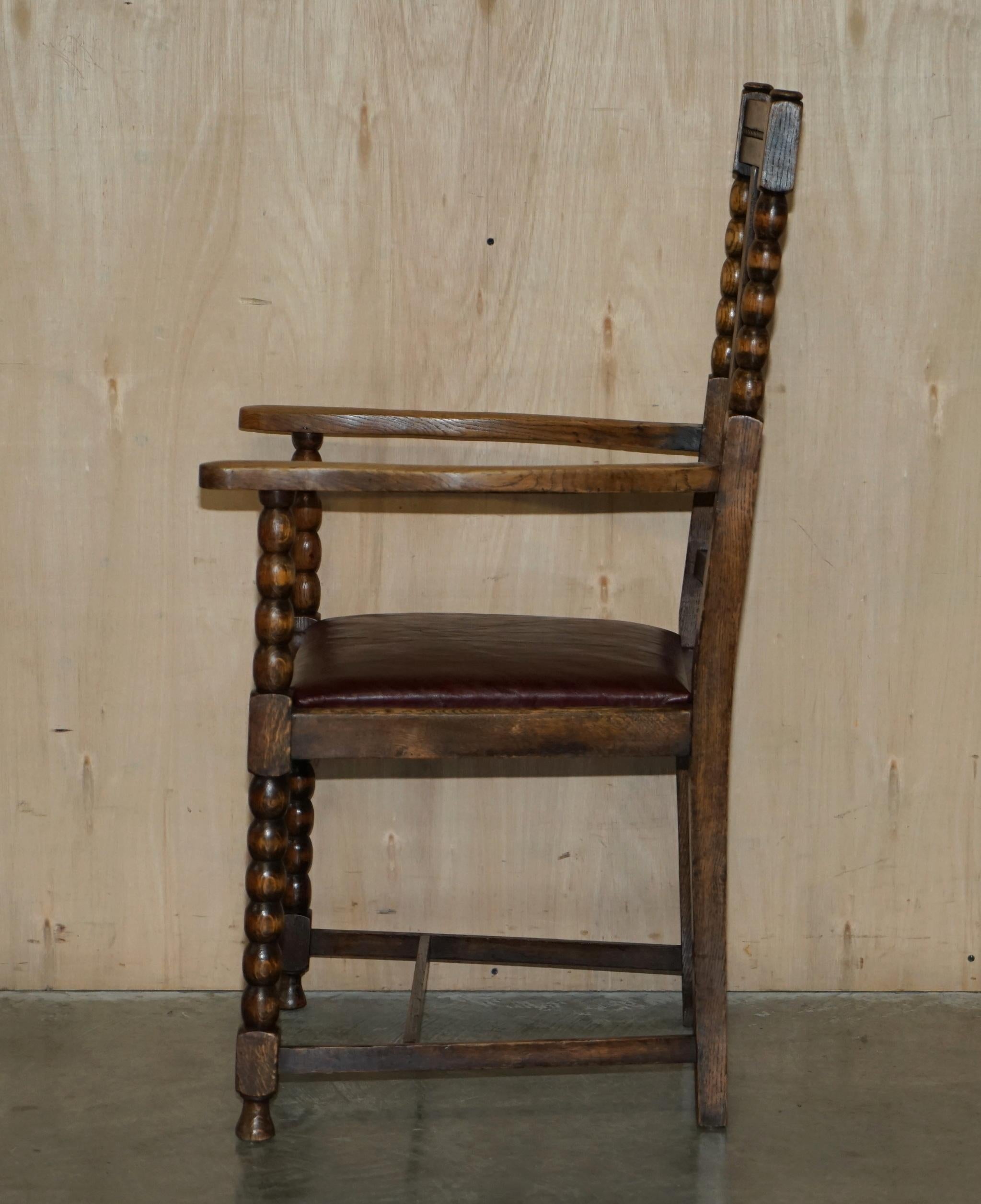 Pair of Antique circa 1900 Edwardian Scottish Oak Bobbin Turned Carver Armchairs For Sale 13
