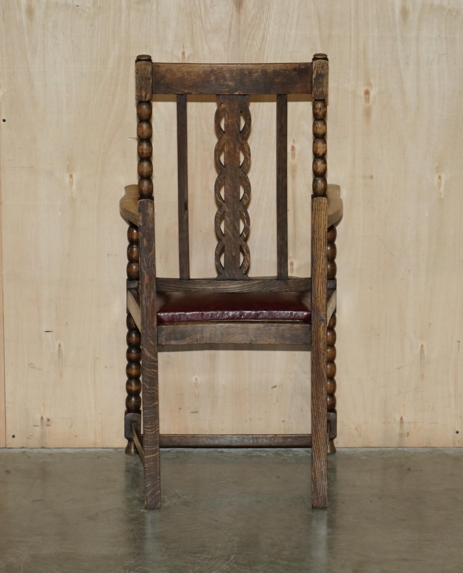 Pair of Antique circa 1900 Edwardian Scottish Oak Bobbin Turned Carver Armchairs For Sale 16