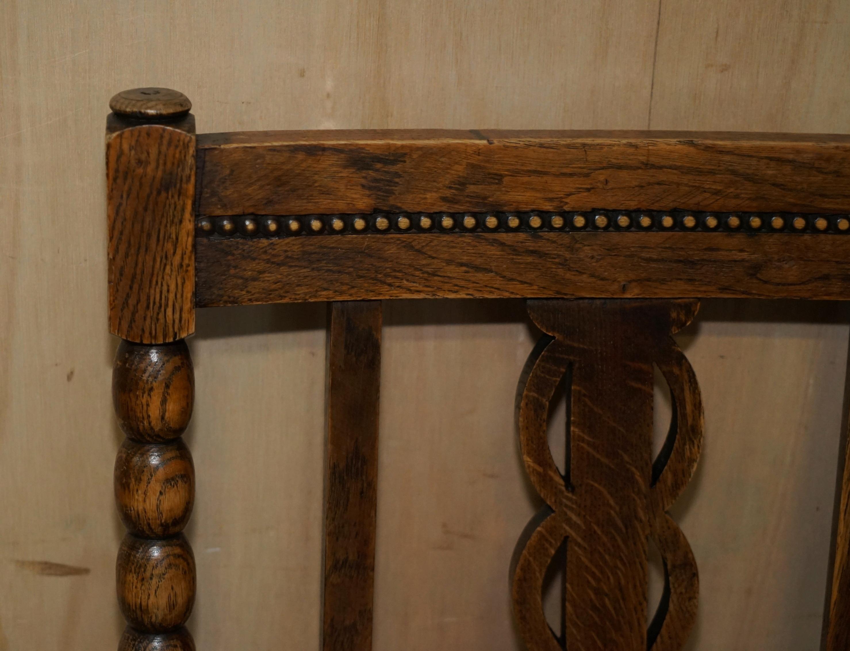 Pair of Antique circa 1900 Edwardian Scottish Oak Bobbin Turned Carver Armchairs For Sale 2
