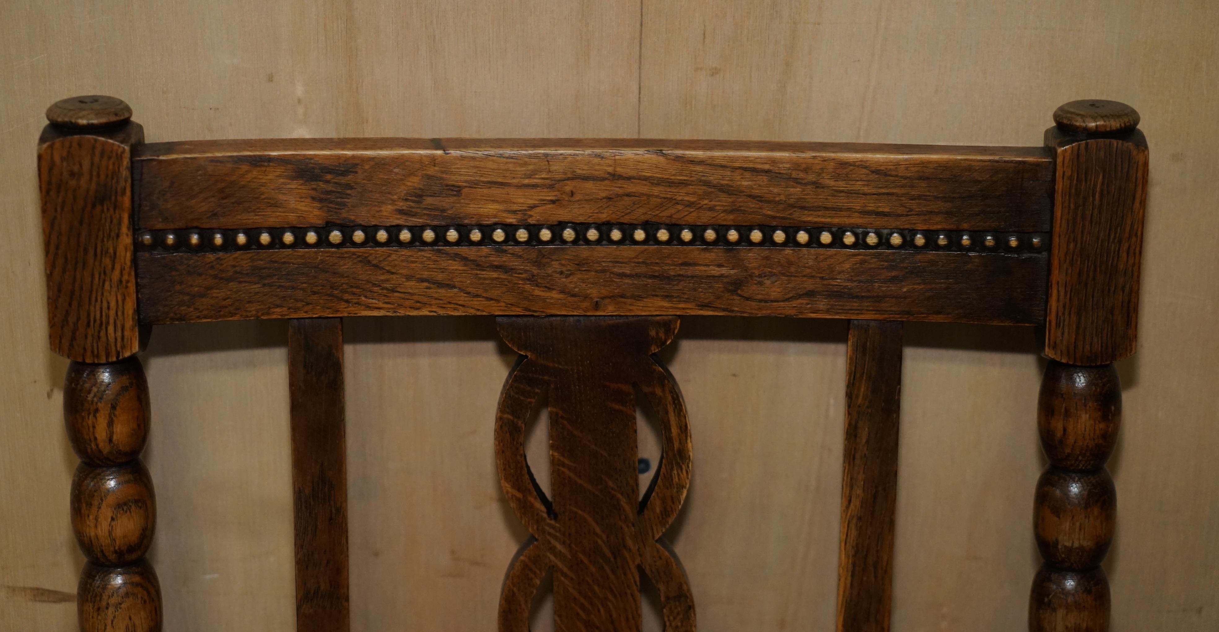 Pair of Antique circa 1900 Edwardian Scottish Oak Bobbin Turned Carver Armchairs For Sale 4